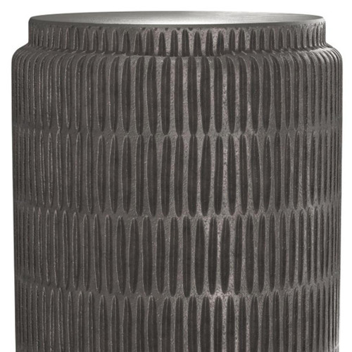 22" Textured Graphite Aluminum Round Drum End Table