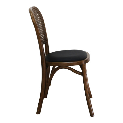 Set of Two Brown Faux Leather Open Back Dining Side Chairs
