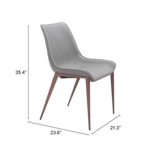 Set of Two Gray and Brown Faux Leather Dining Side Chairs
