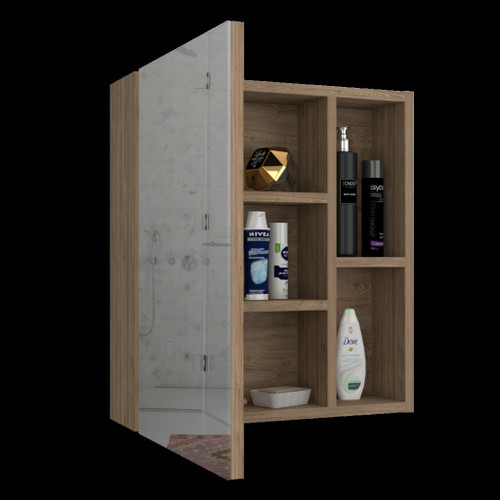 18" Natural Wood Wall Mounted Single Door Medicine Cabinet