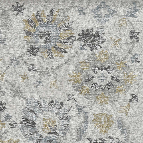 9' X 13' Ivory Gray And Green Wool Floral Hand Tufted Area Rug