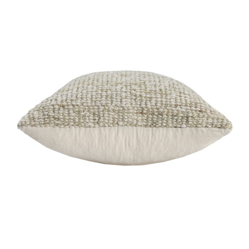 22" Ivory And Green Striped Wool Blend Throw Pillow