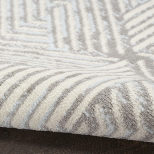 12' Gray Geometric Power Loom Runner Rug