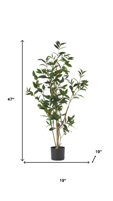 19" Green Artificial In Cylindrical Black Pot