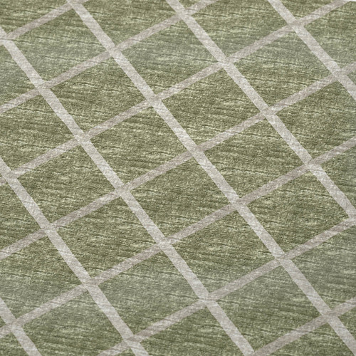 50" X 70" Artichoke Green And Beige Geometric Microfiber Plush Throw Blanket