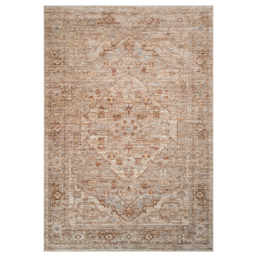 2' X 3' Beige And Brown Floral Medallion Area Rug With Fringe