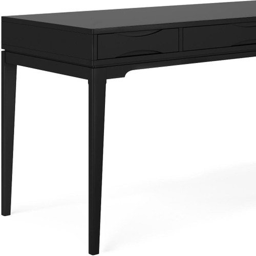 60" Black Solid Wood Writing Desk With Two Drawers