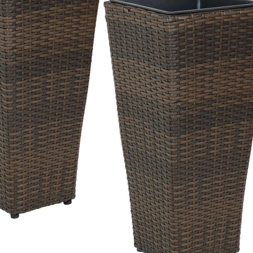 Set of Two 11" X 11" Brown Heavy Duty Plastic Square Pot Planter