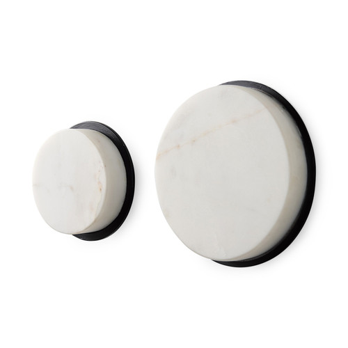Set of Two White Marble Sphere Decorative Wall Sculpture