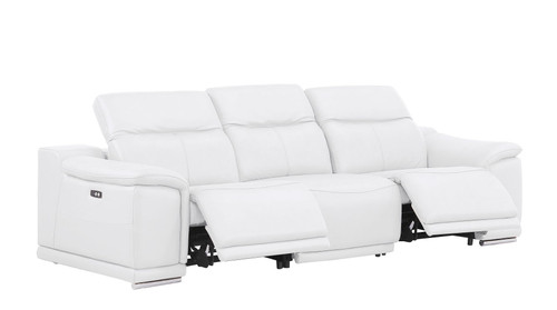 Three Piece White Genuine Leather Six Person Seating Set