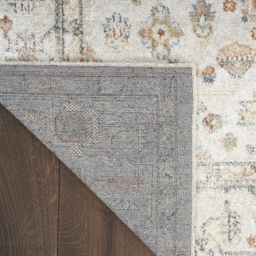 8' Runner Gray and Ivory Oriental Power Loom Distressed Washable Runner Rug
