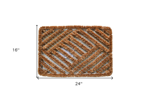 16" X 24" Brown Coir Geometric Outdoor Door Mat