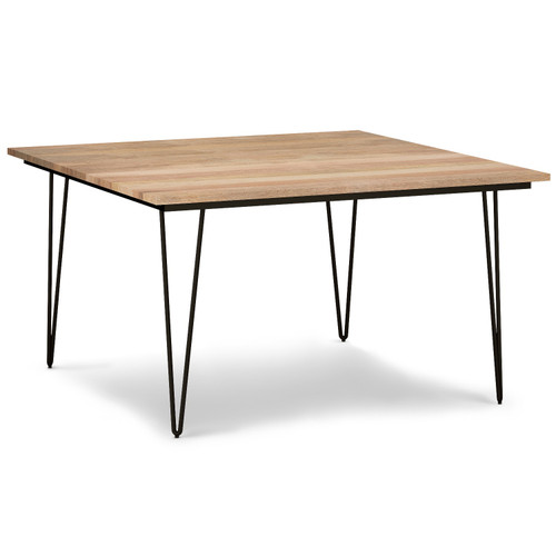54" Natural and Black Solid Wood and Steel Square Dining Table
