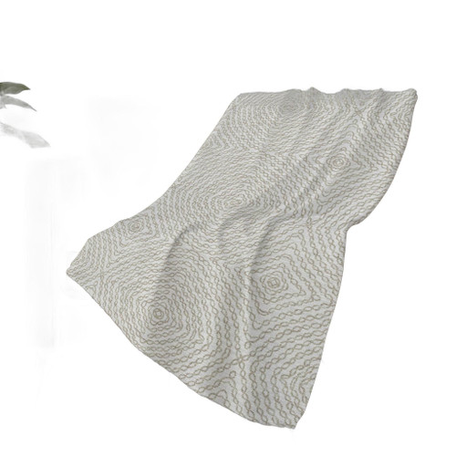 50" X 70" Linen And Ivory Abstract Polyester Woven Plush Throw Blanket