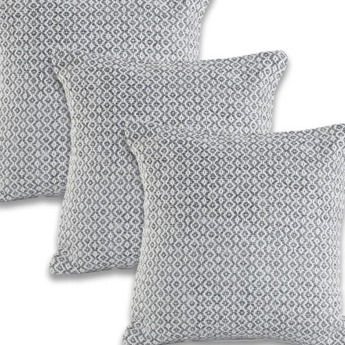 Set of Four 18" Gray And White Geometric Cotton Throw Pillows