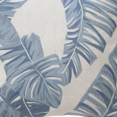 20" Blue And Ivory Floral Cotton Throw Pillow Cover