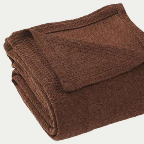 Queen Chocolate Cotton Waffle Weave Blanket