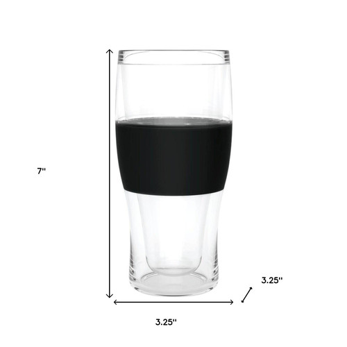 Set of Two Clear And Black Tritan Plastic Narrowing Shape Stemless Pint Glass