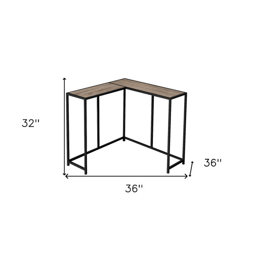 32" Black And Taupe Wood And Metal End Table