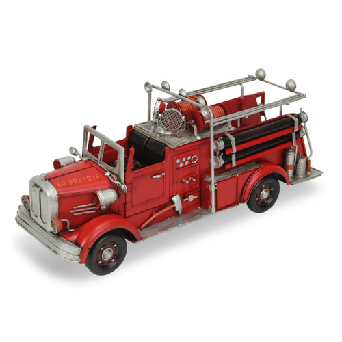 7" Red Metal Truck Hand Painted Figurine Sculpture