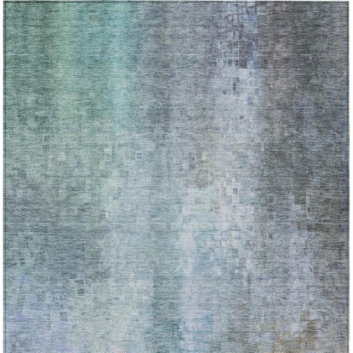 3' X 5' Pale Aqua And Lavender Abstract Washable Indoor Outdoor Area Rug