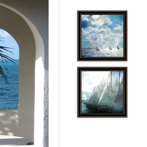 Set Of Two Sail Away Black Framed Wall Art