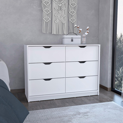42" White Wood Four Drawer Dresser