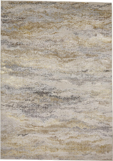 13' X 20' Gold Gray And Ivory Abstract Area Rug
