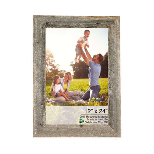 12" x 24" Gray Solid Wood Hanging Picture Frame
