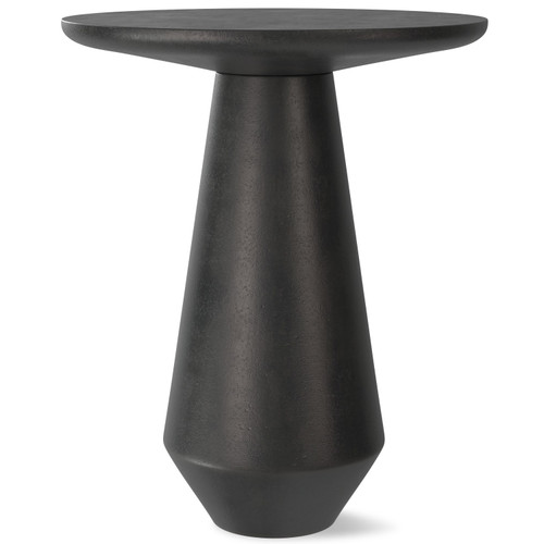 19" Powder Coated Graphite Distressed Aluminum Round Pedestal End Table