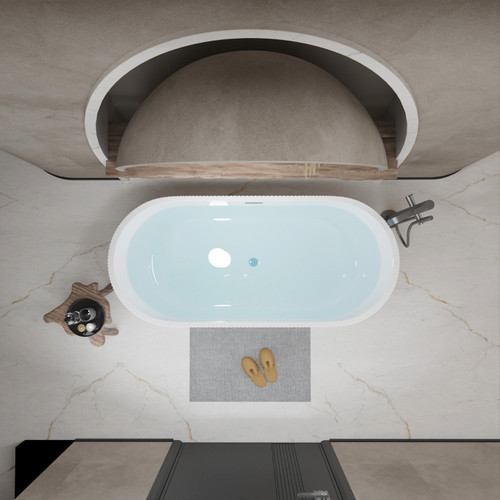 59" White Acrylic Oval Bath Tub