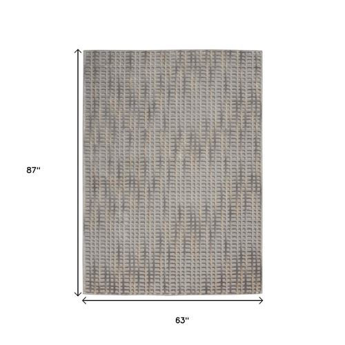 5' X 7' Beige And Gray Abstract Indoor Outdoor Area Rug