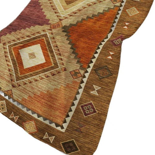 50" X 70" Brown Walnut And Beige Geometric Polyester Woven Plush Throw Blanket