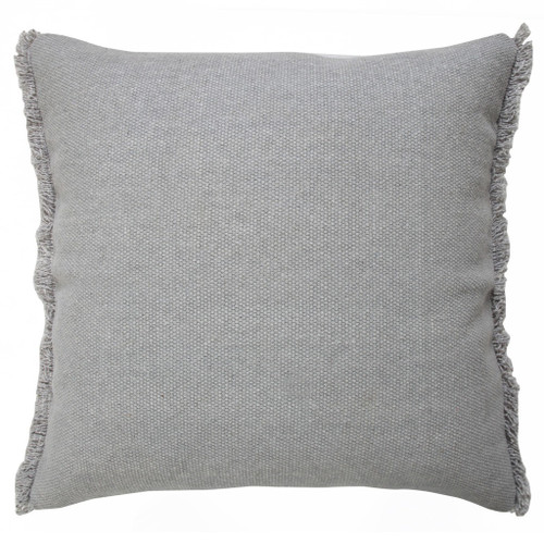 20" Gray Cotton Throw Pillow Cover with Fringe