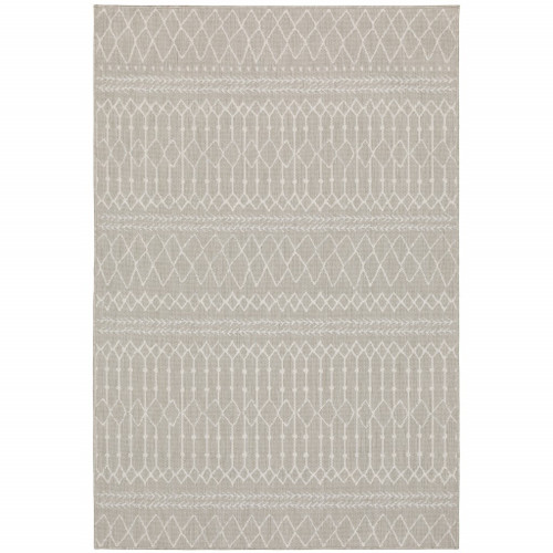 3' X 5' Gray And Ivory Indoor Outdoor Area Rug