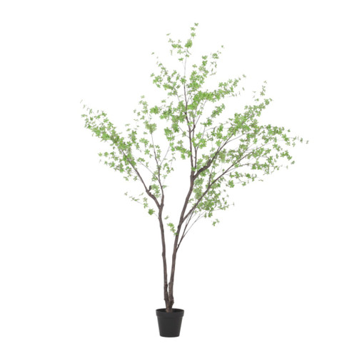 71" Green Artificial In Cylindrical Black Pot