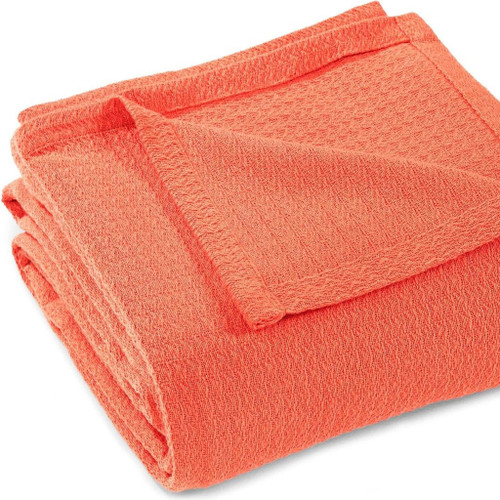 King Coral Cotton Waffle Weave Blanket