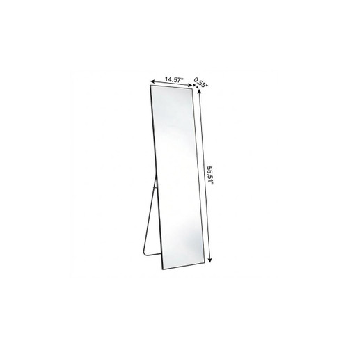 56" Black Aluminum Freestanding And Wall Mounted Framed Full Length Mirror