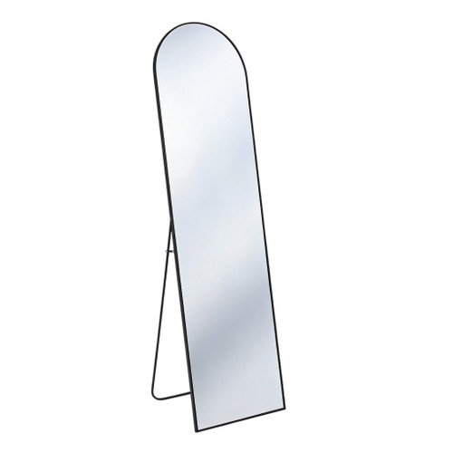 64" Black Aluminum Arch Freestanding And Wall Mounted Framed Full Length Mirror