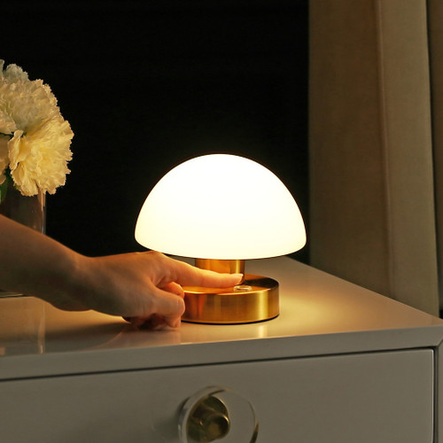 6" Gold Novelty USB Table Lamp With Dome Shade