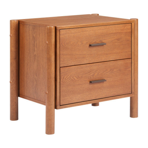 22" Walnut Solid Wood Two Drawer Nightstand