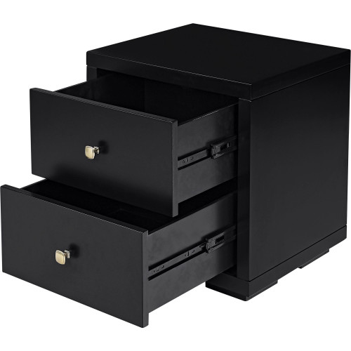 Black Solid Wood Queen Bed Frame With Drawers