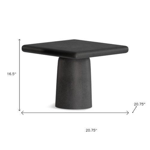 Set of Two Powder Coated Graphite Distressed Aluminum Square Pedestal End Tables