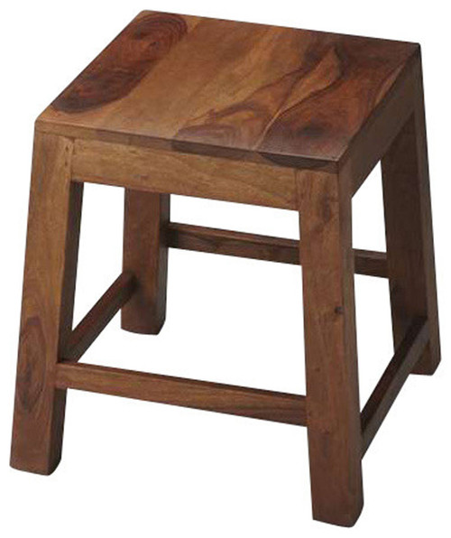 17" Dark Brown Solid Wood Ottoman