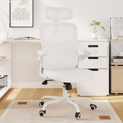White and Black Adjustable Height Swivel Rolling Office Chair