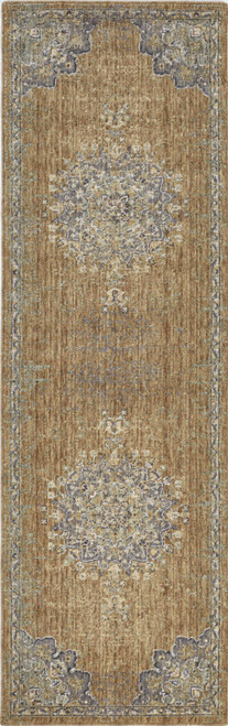 9' X 13' Brown And Gray Wool Medallion Area Rug