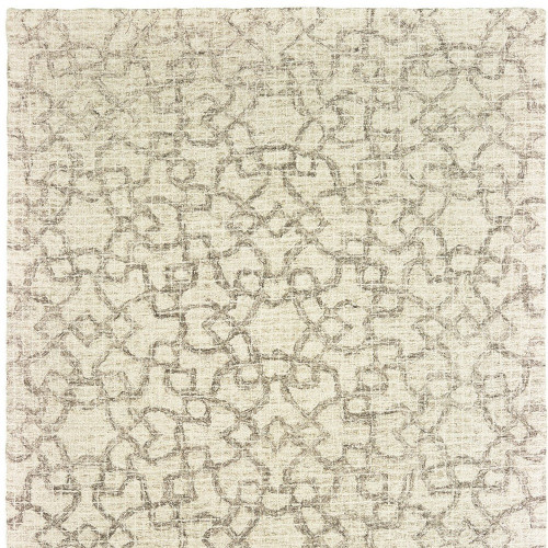 8' X 10' Tan And Ivory Wool Geometric Hand Tufted Area Rug