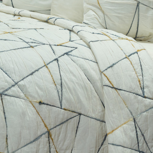 Gray And Ivory Abstract King Quilt