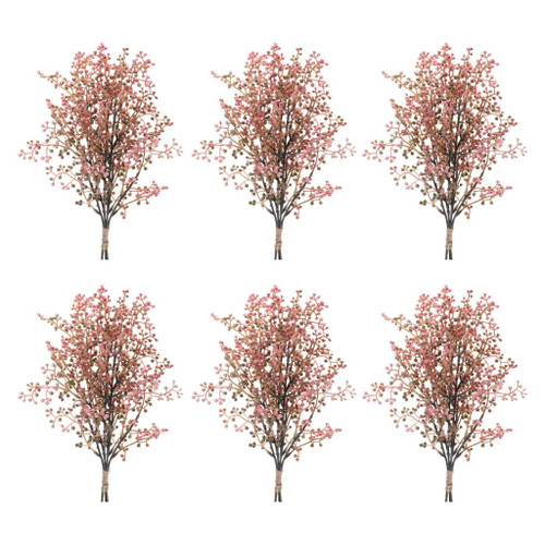 Set of Six 8" Pink And Green Artificial