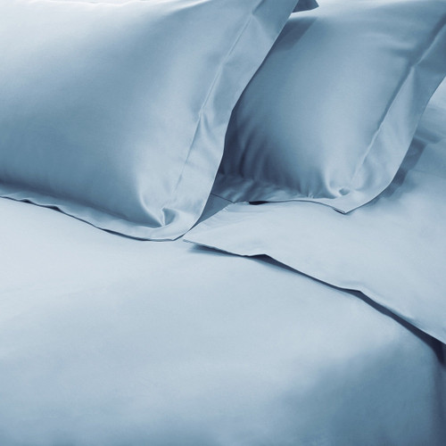 Baby Blue Twin Cotton Blend Washable Duvet Cover Set With Sham
